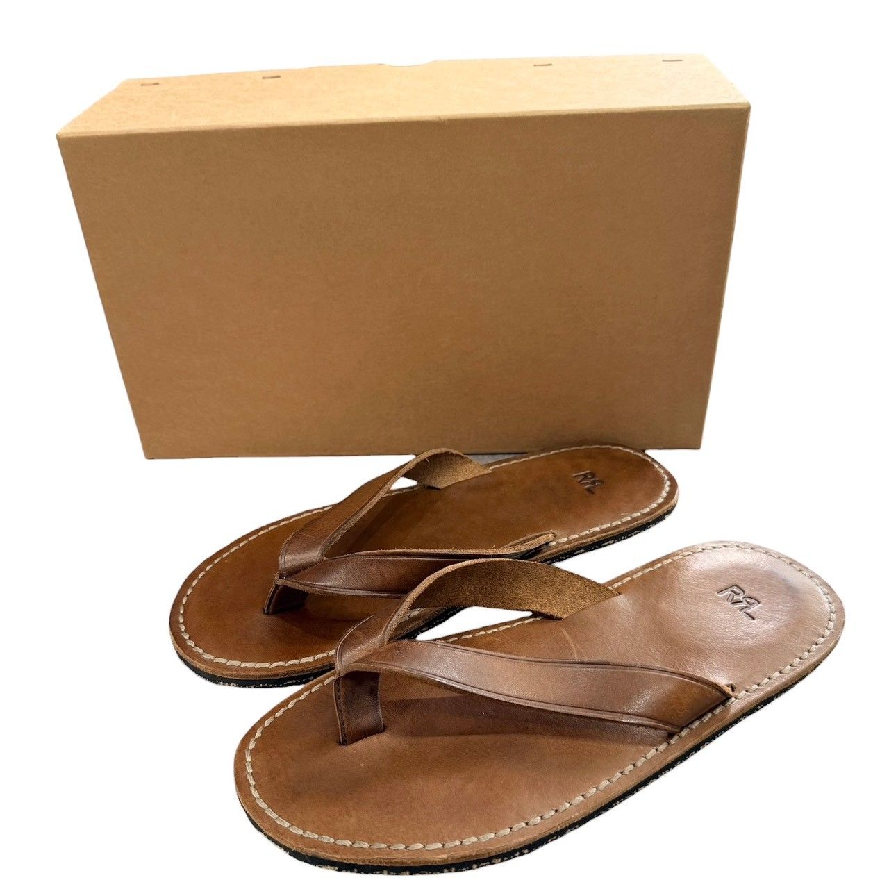 RRL ダブルアールエル LEATHER FLIP FLOP BROWN LEATHER