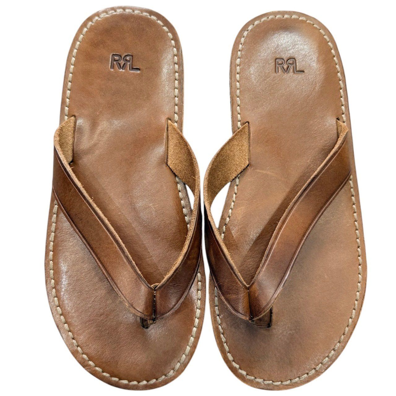 RRL ダブルアールエル LEATHER FLIP FLOP BROWN LEATHER