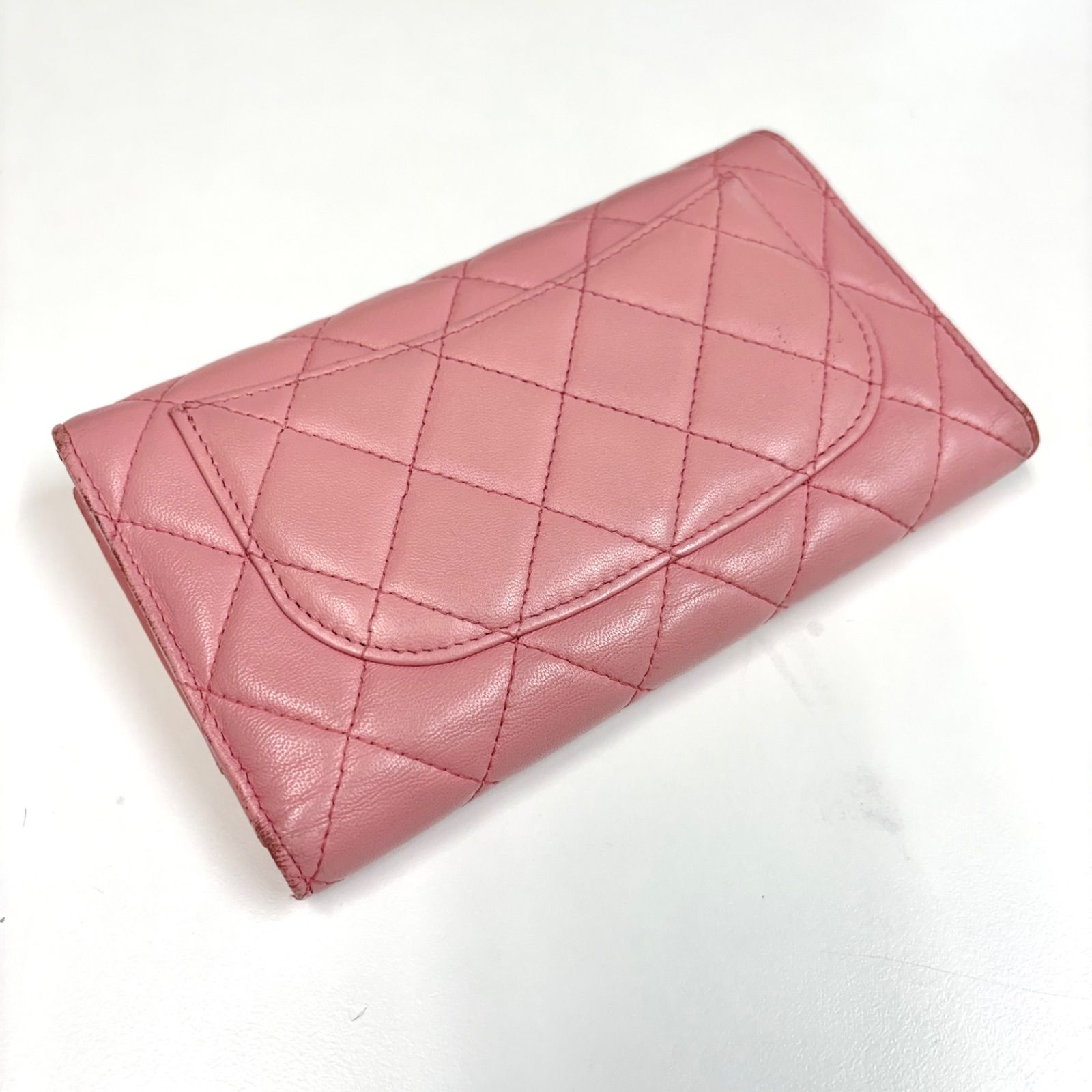 CHANEL シャネル マトラッセ シンプリーCC ピンク シルバー金具 ラムスキン 長財布 ロングウォレット レディース 409440 【中古】 美品⭐️CHANEL シャネル】 マトラッセ ロング フラップ ウォレット