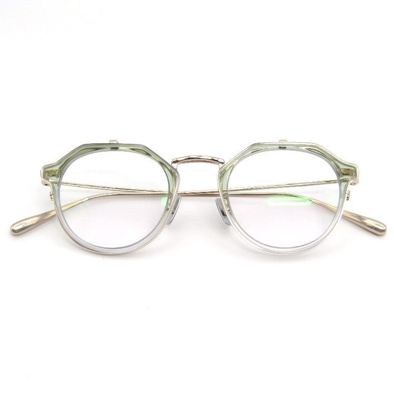 未使用 TRAD トラッド メガネフレーム Rue 日本製 ルー TR2202 クラウンパント 跳ね上げ単式 METRONOME C3 Half Green/Gold 54000884