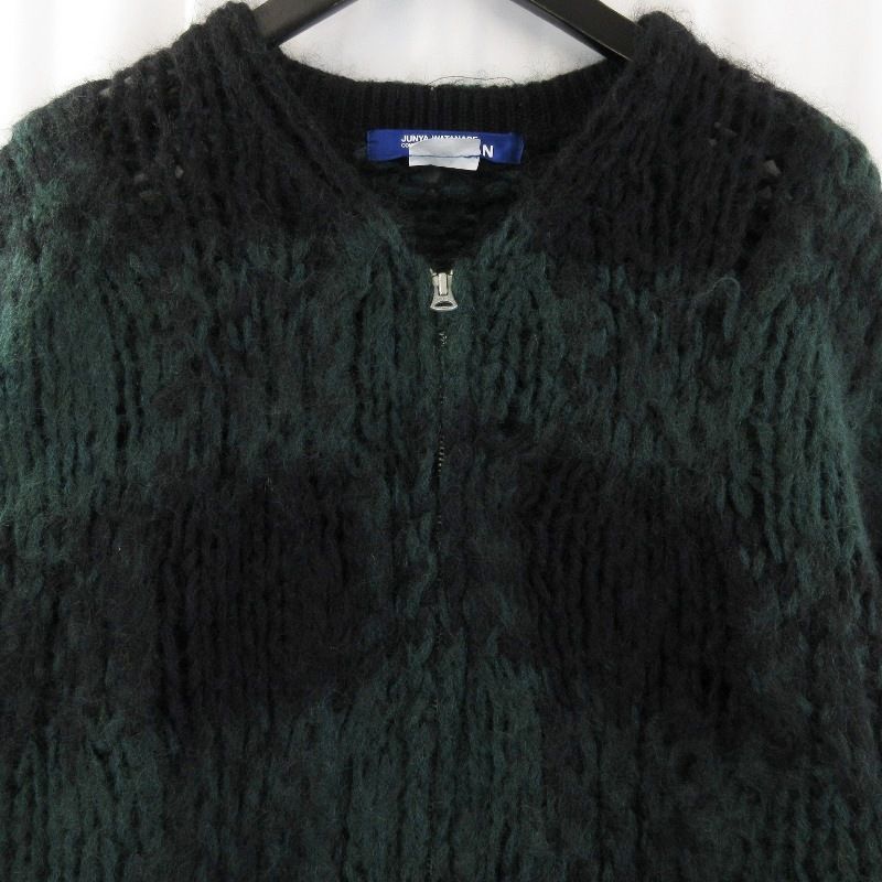 JUNYA WATANABE MAN ジュンヤワタナベマン モヘヤジップカーディガン WH-N010 AD2021 チェック ブラック/グリーン M 71015644 JUNYA WATANABE MAN ジュンヤワタナベマン モヘヤジップカーディガン