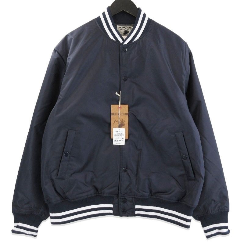 未使用 ANDFAMILYS アンドファミリー スポーツジャケット JK-2510825 Nylon Sports Jacket スタジャン ネイビー L 71015645