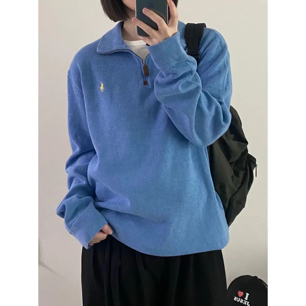 ポロ ハーフジップアップニット
