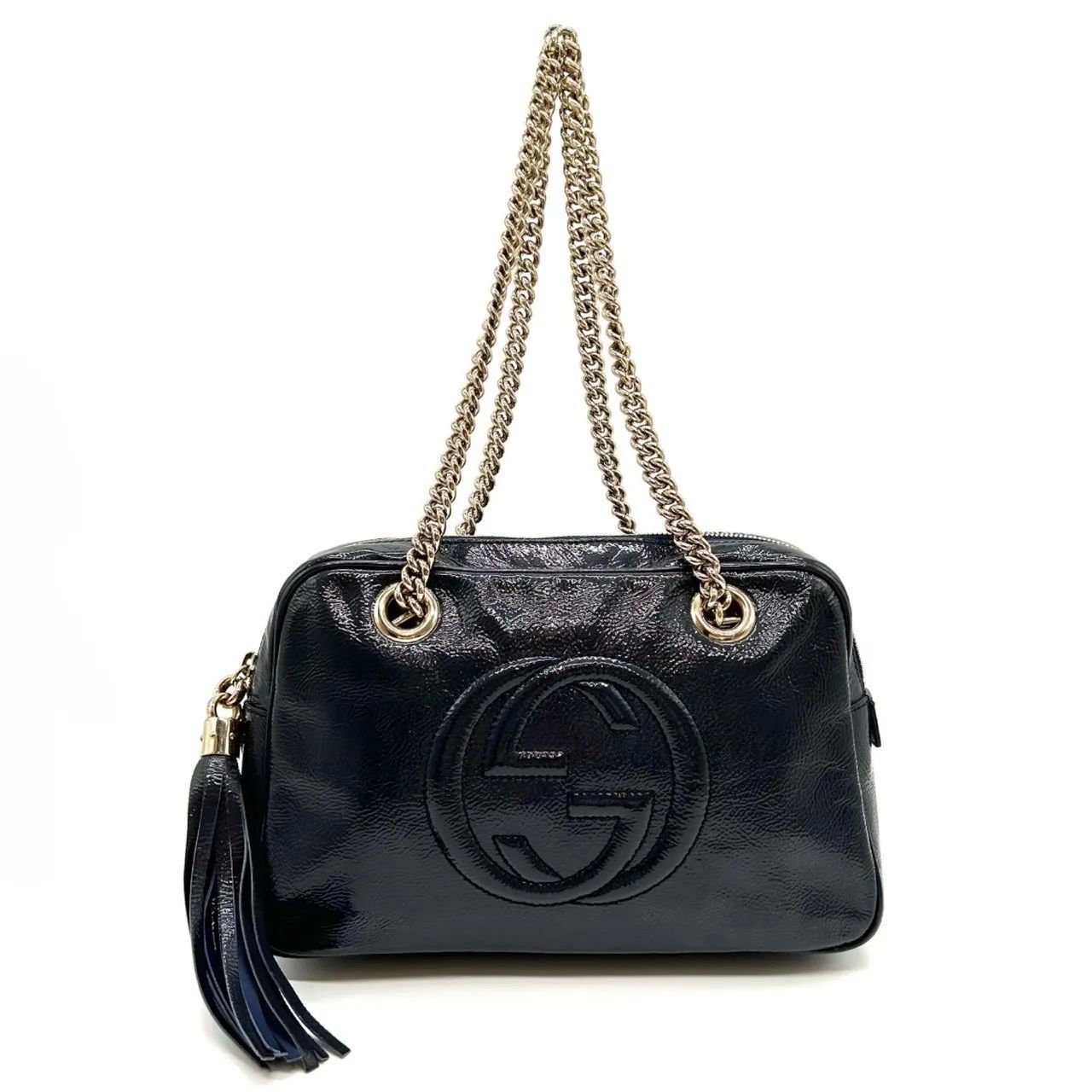 GUCCI グッチ ソーホー チェーンショルダーバッグ パテント レザー 