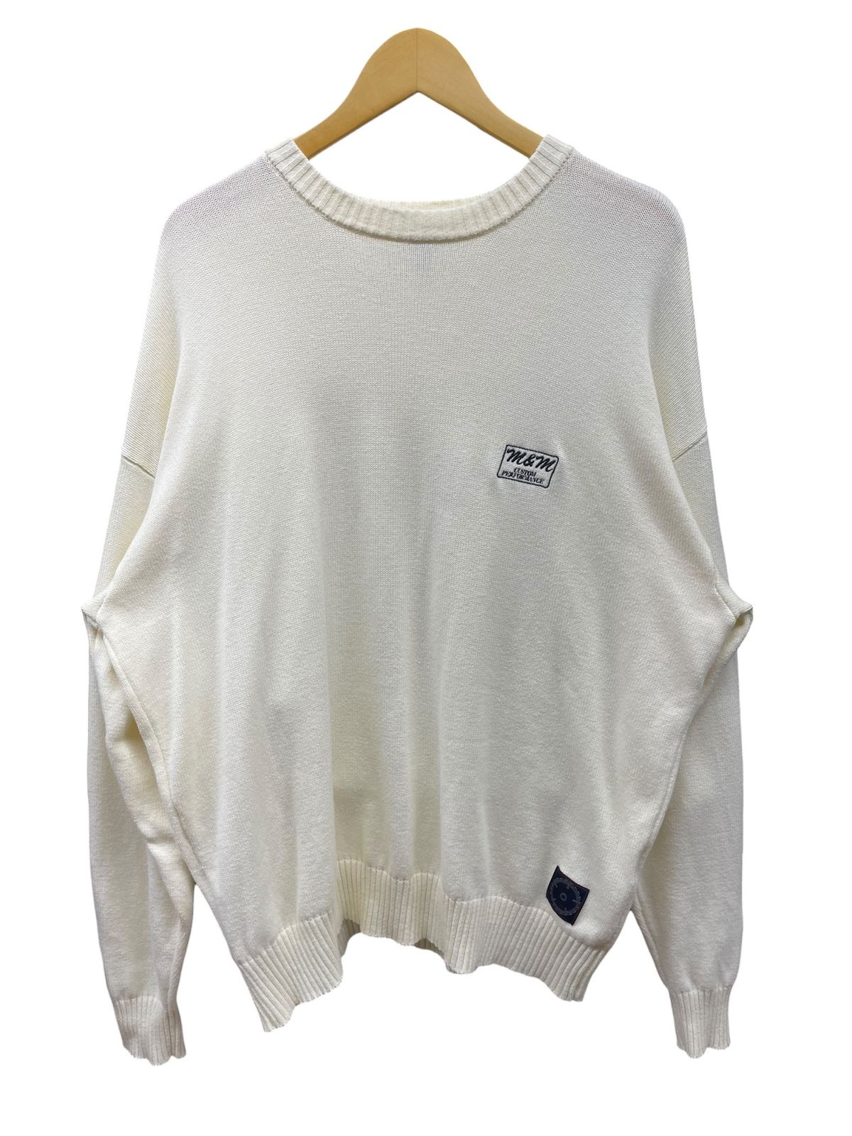 M&M (エムアンドエム) CUSTOM PERFORMANCE COTTON KNIT SWEATER ニット セーター コットン L ホワイト メンズ/025
