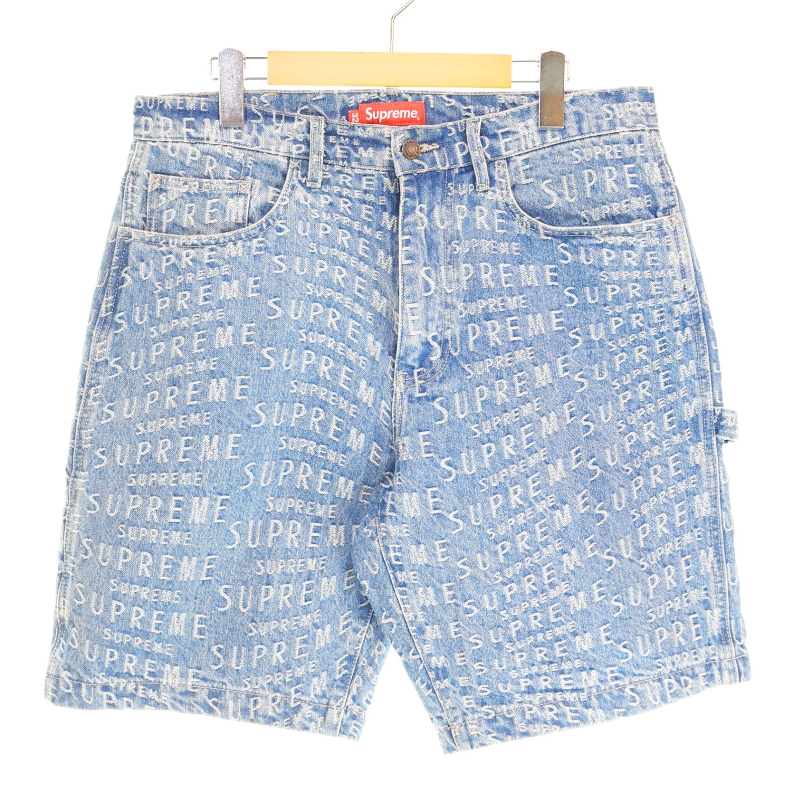 シュプリーム SUPREME 21SS Warp Jacquard Logos Denim Painter Short 