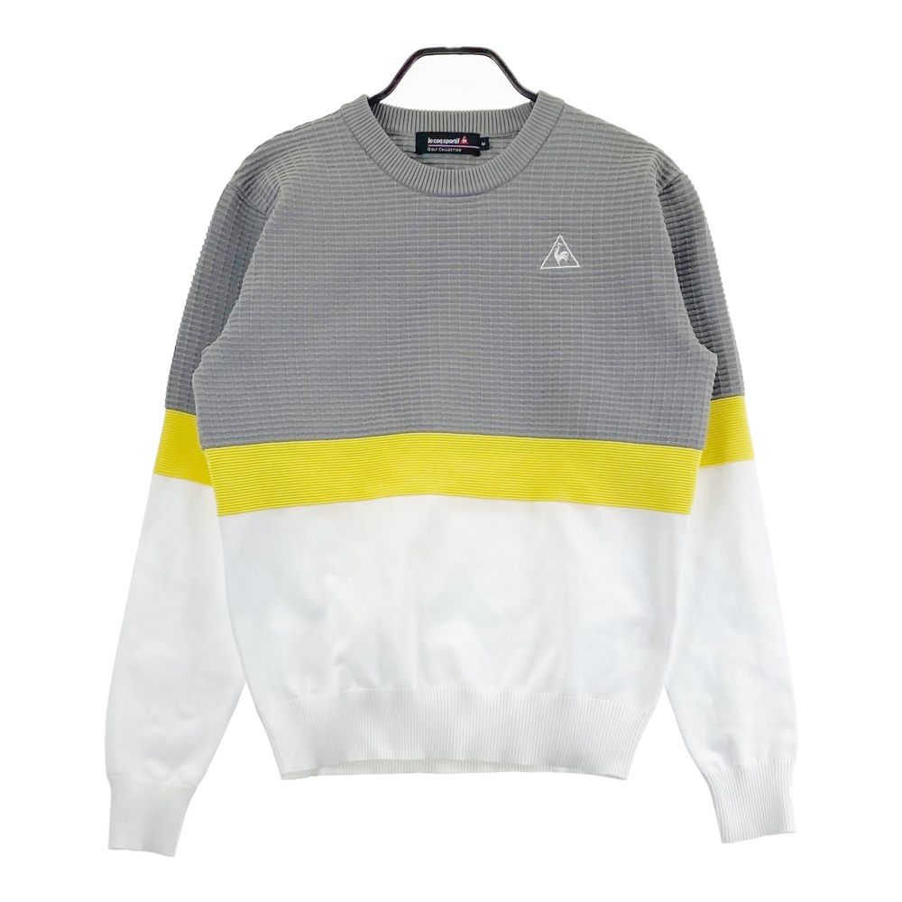 サイズ：M LE COQ GOLF ルコックゴルフ ニットセーター ボーダー柄 グレー系 [240101678024] ゴルフウェア メンズ ストスト