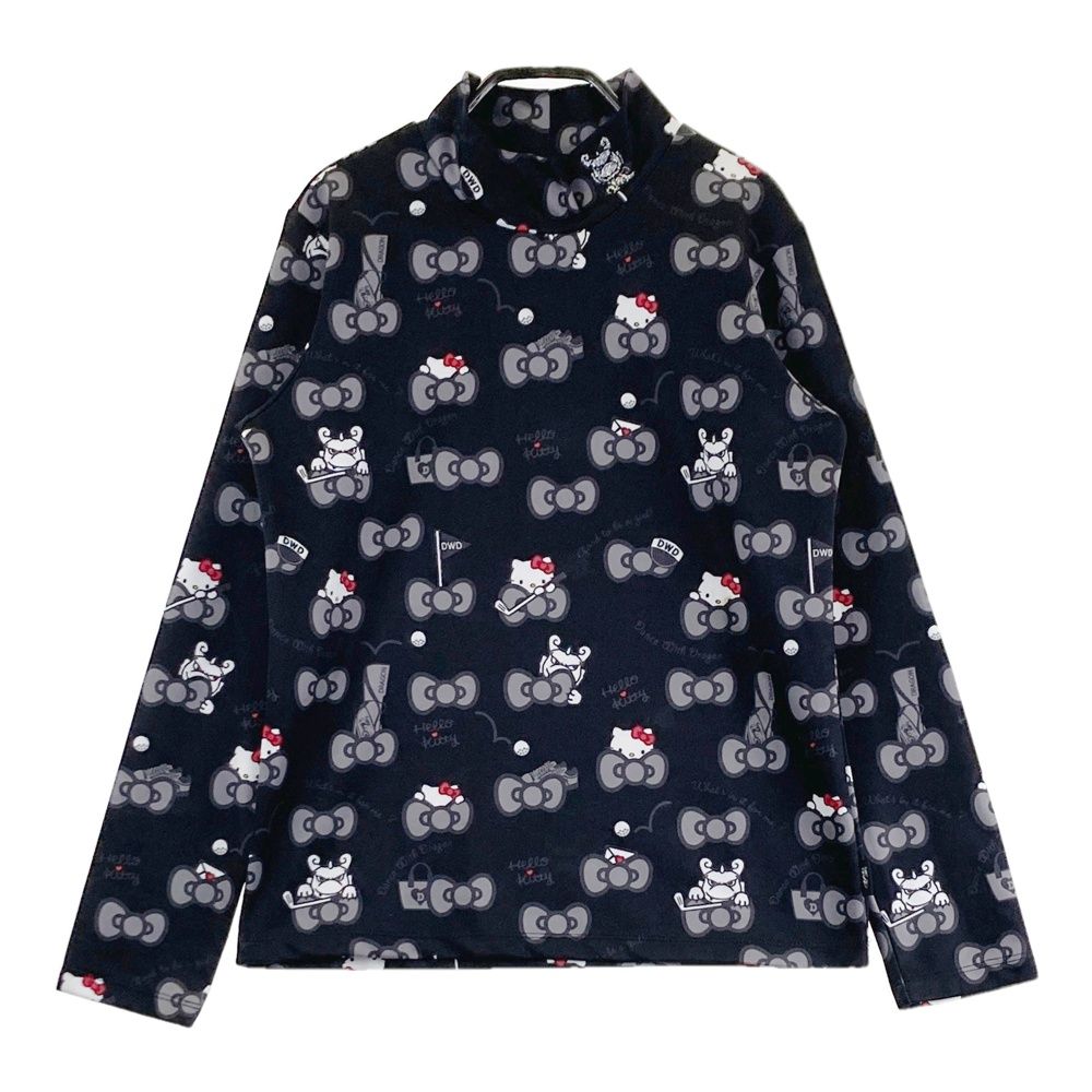 サイズ：2 DANCE WITH DRAGON ダンスウィズドラゴン ×ハローキティ ハイネック長袖Tシャツ キティ総柄 ブラック系 [240101678382] ゴルフウェア レディース ストスト