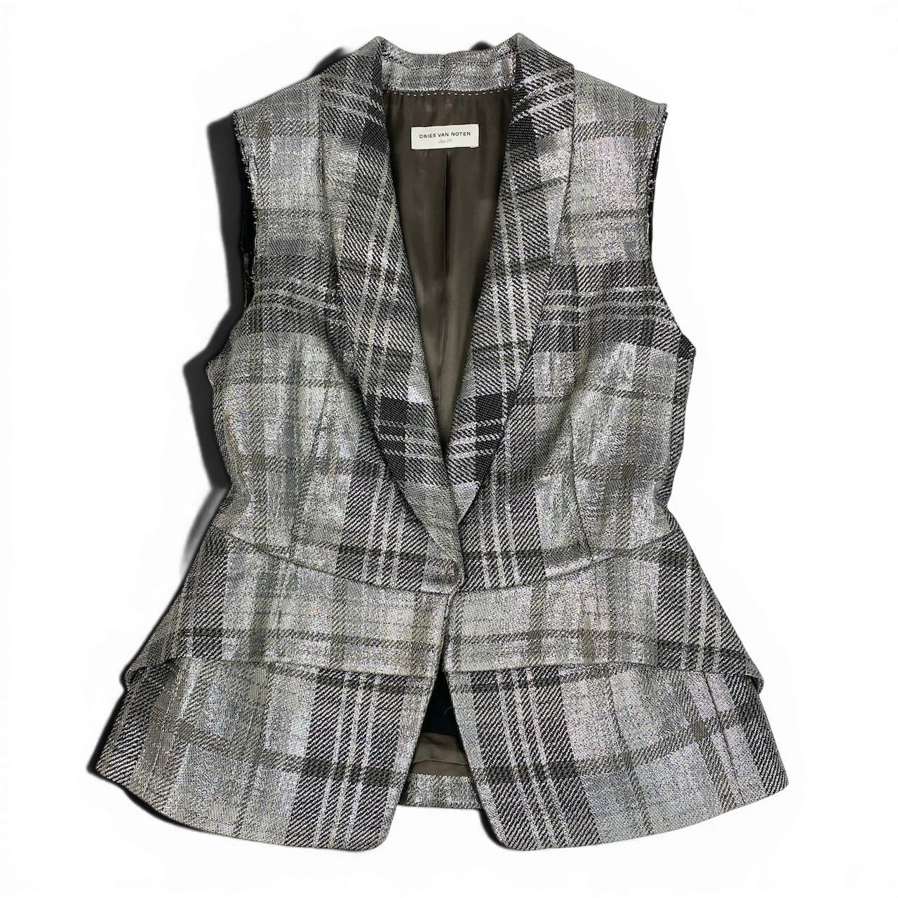 e11 DRIES VAN NOTEN メタリックベスト チェック柄 71-07-31-07006 34 
