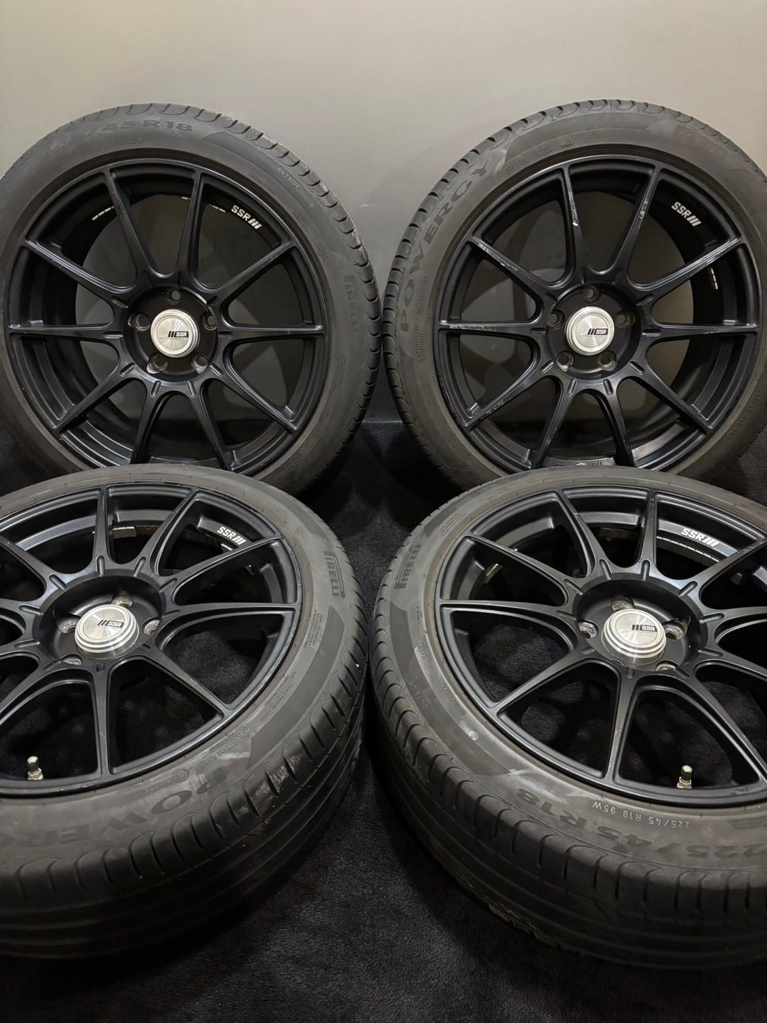 ★225/45R18 PIRELLI/POWERGY 23年製 SSR GTX01 18インチ 8.5J +44 114.3 5H 夏タイヤ サマータイヤ 4本 レヴォーグ クラウン (1-M117)