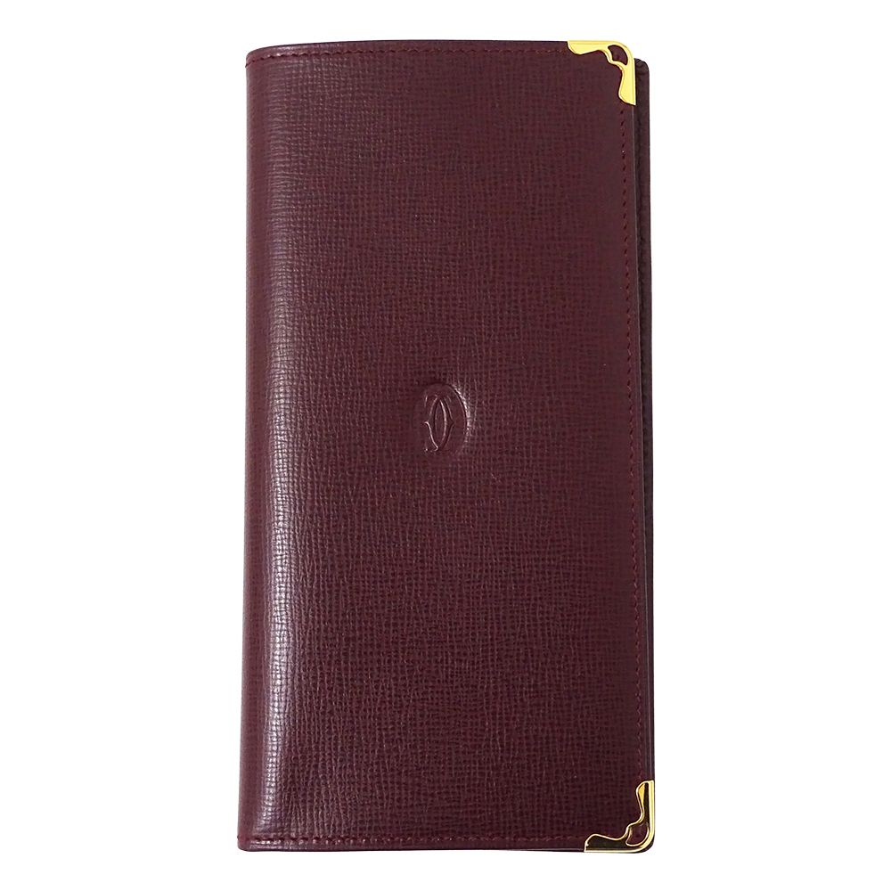 カルティエ Cartier 財布 メンズ ブランド 札入れ マスト レザー ボルドー ワインレッド 赤 二つ折り おしゃれ 【中古】