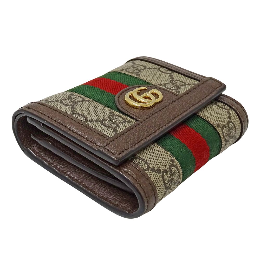 中古 グッチ GUCCI 598662 レディース 二つ折り財布 オフィディア ベージュ/エボニー/ブラウン GGスプリームキャンバス /レザー グッチ 二つ折り財布 オフィディア GGスプリーム 598662 GUCCI 財布