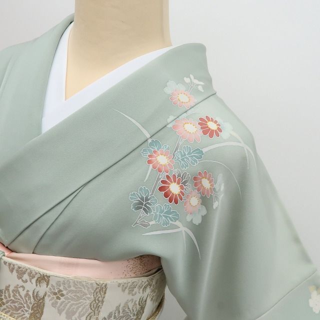 百華❀Y4929◇正絹 手描き友禅作家 宮崎玄祥落款 牡丹 菊 桜 椿 水仙