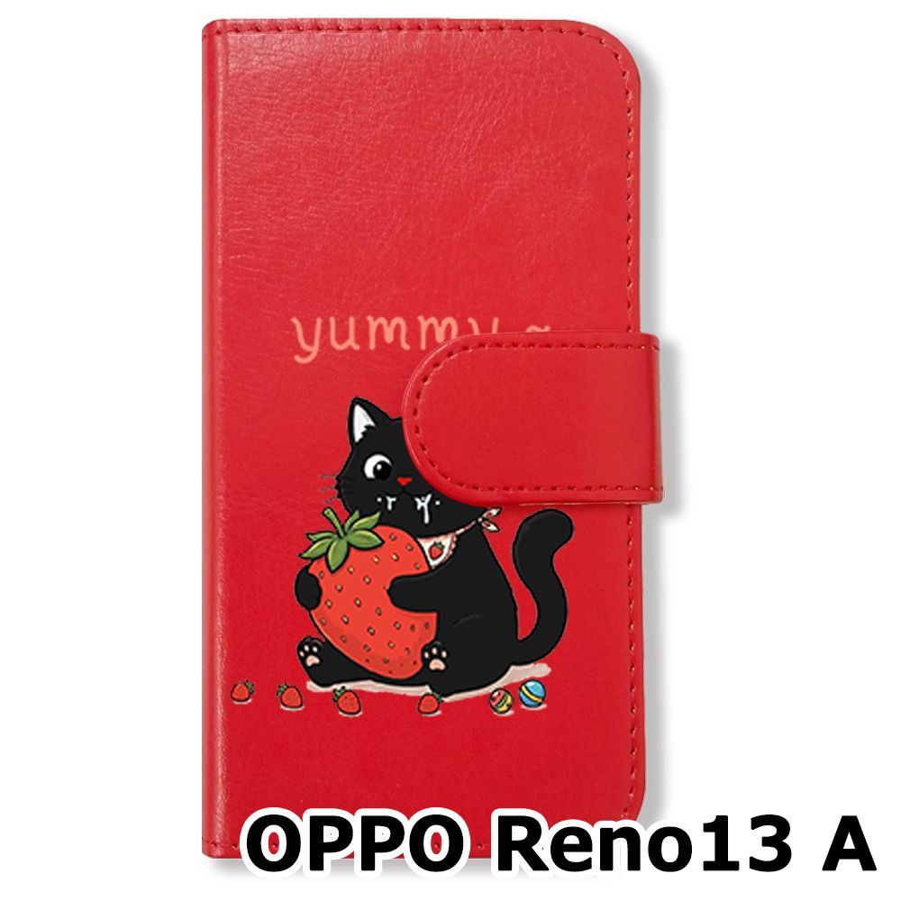 新品未使用】 OPPO Reno13 A 手帳型スマホ ケース カバー (色：レッド