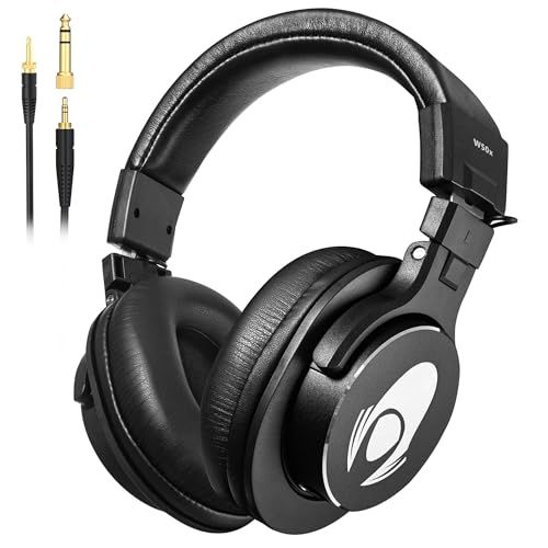 Talomen モニター ヘッドホン 有線 オーバーイヤー ヘッドホン 有線 50mm径ドライバー搭載 低音強化 密閉型 遮音 折りたたみ 可能 3m着脱ケーブル付属 3.5mm/6.35mmプラグ付き レコーディング 楽器練習 ミキシング DJ ゲーム ゲー