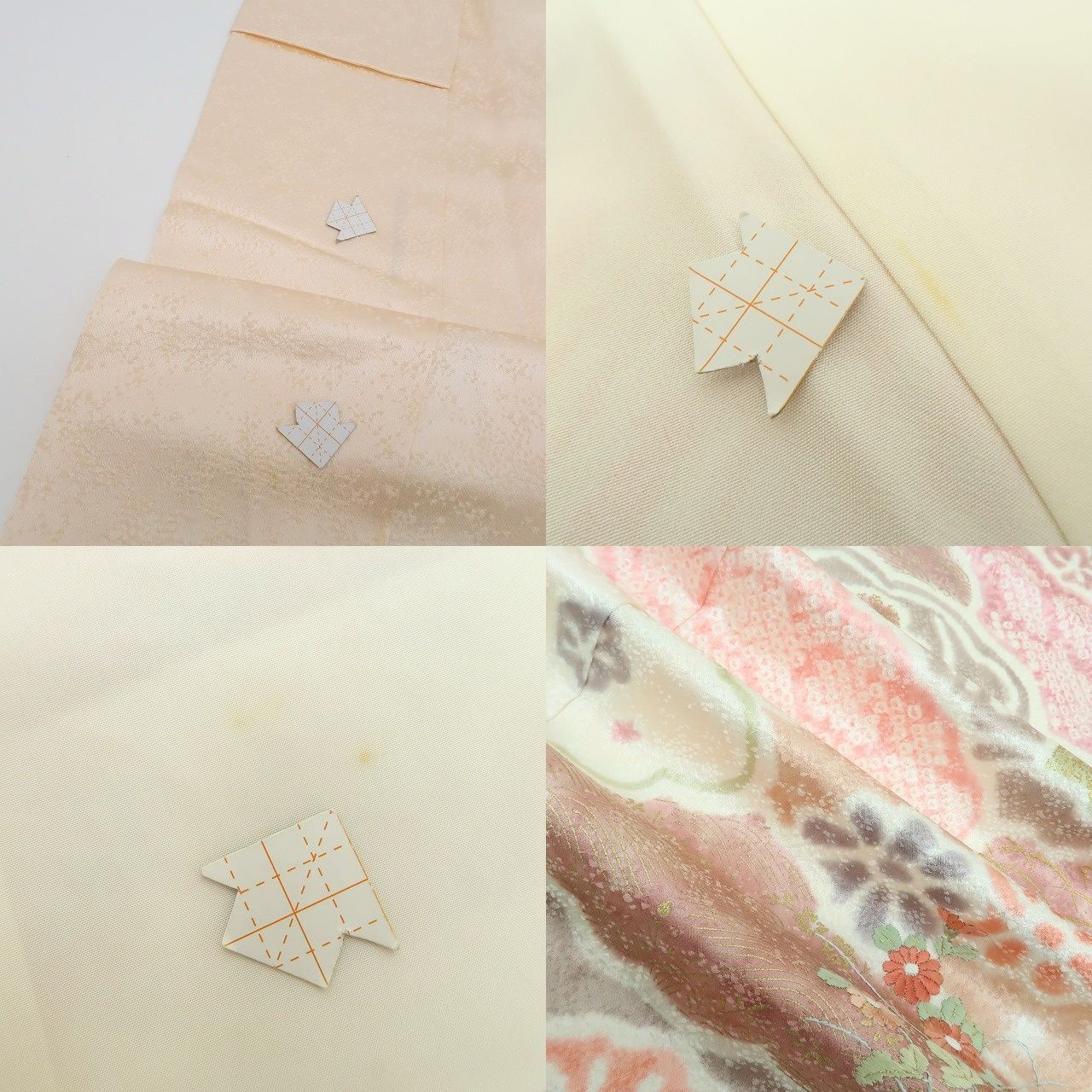 百華❀Y4930◇美品 正絹 刺繍 絞り 菊 松 梅 萩 蔦 手縫い仕立て