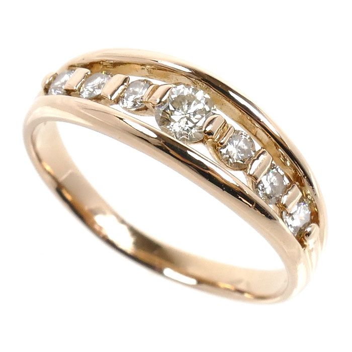 K18PG ピンクゴールド リング・指輪 ダイヤモンド0.40ct 12号 2.8g レディース 中古