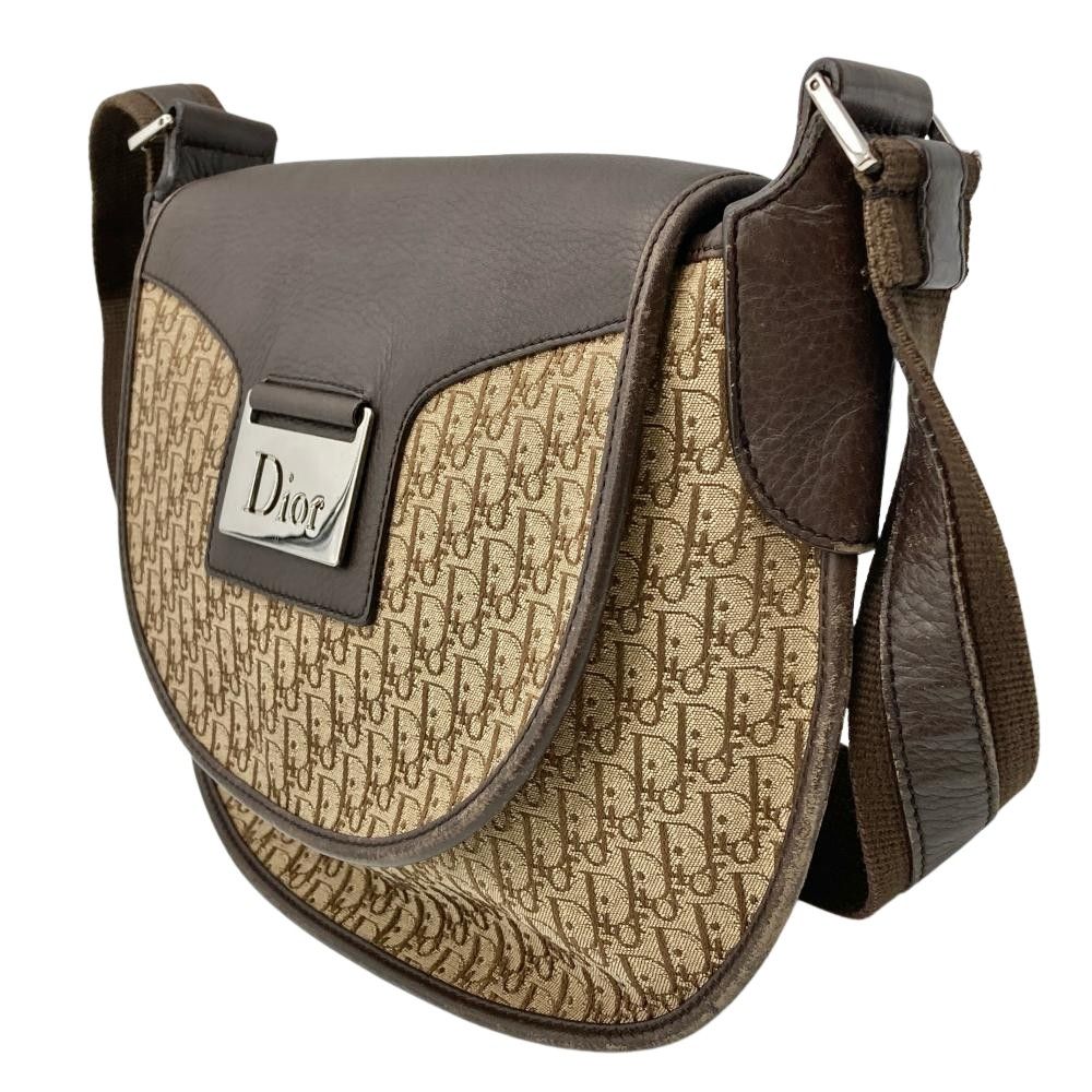 【中古】美品 Christian Dior クリスチャン ディオール トロッター ストリートシック SV 金具 キャンバス × レザー ショルダー バッグ dD0601M 中古】美品 Christian Dior クリスチャン ディオール トロッター