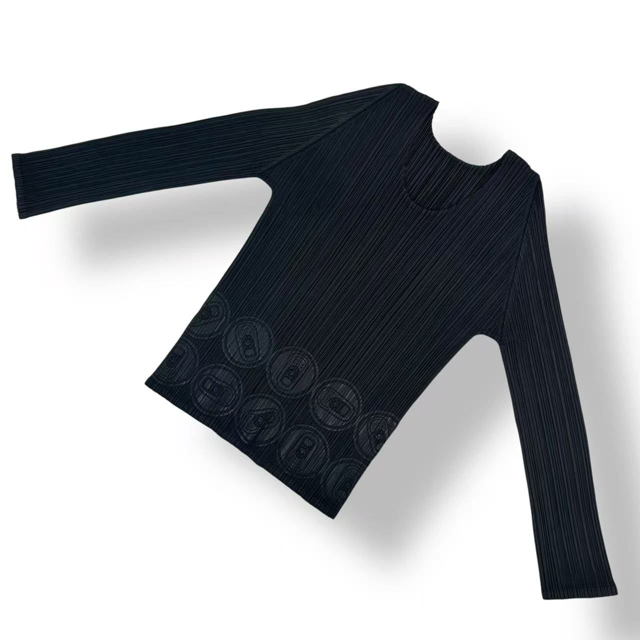 新品同様 ISSEY MIYAKE イッセイミヤケ PLEATS PLEASE プリーツプリーズ カットソー プルタブ 缶 サイズ３ブラック