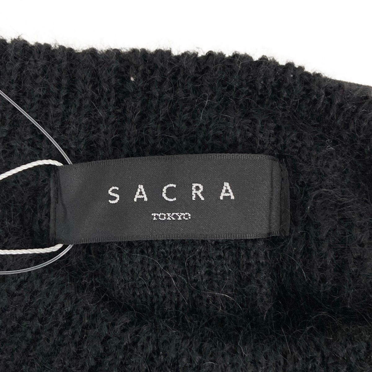 SACRA(サクラ) 長袖セーター サイズ38 M レディース美品 - 黒 クルーネック/リボン