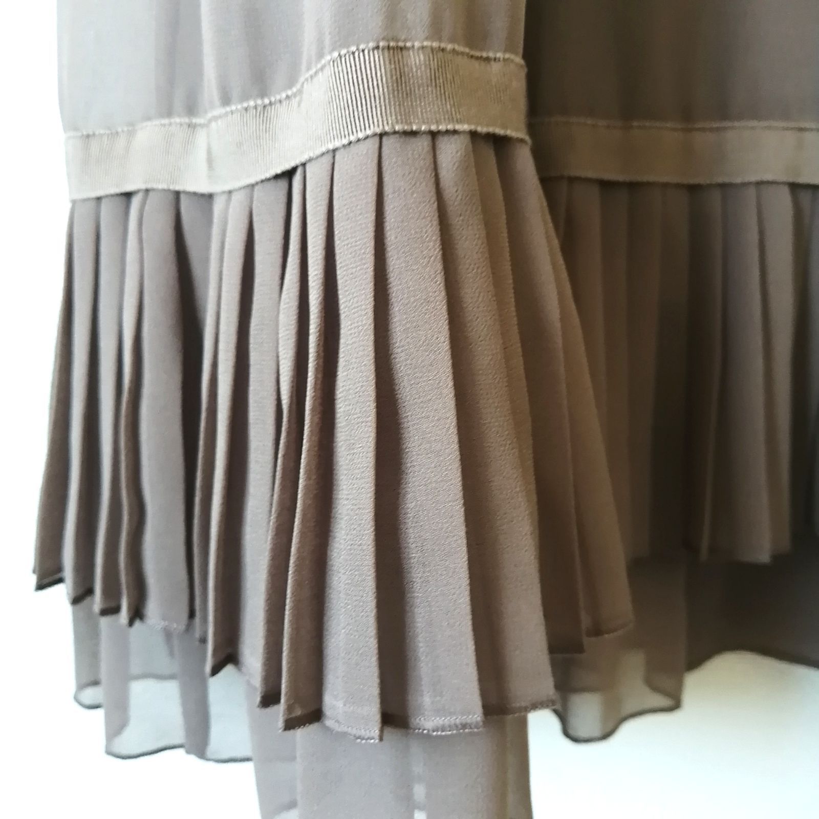 美品 フォクシー FOXEY シフォン ドレス ワンピース ノースリーブ