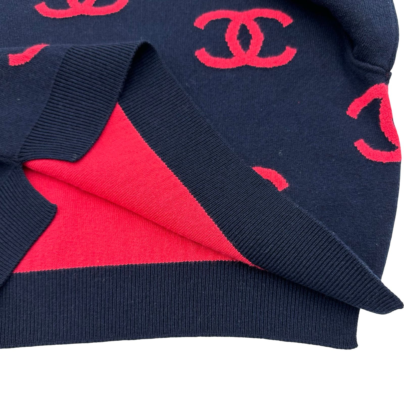 シャネル CHANEL カシミヤ混ココマークニットセーター P70525 ネイビー 