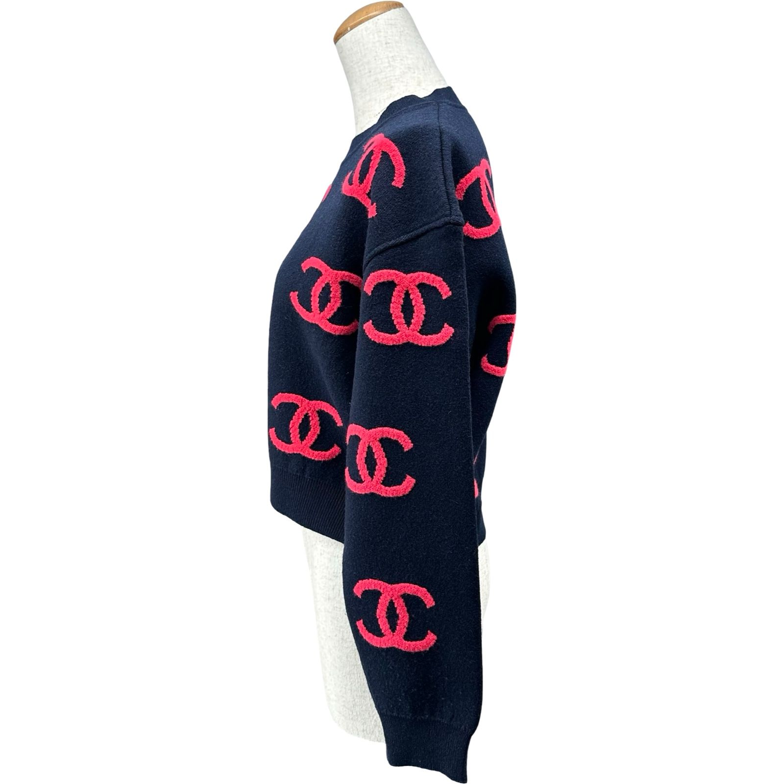 シャネル CHANEL カシミヤ混ココマークニットセーター P70525 ネイビー 