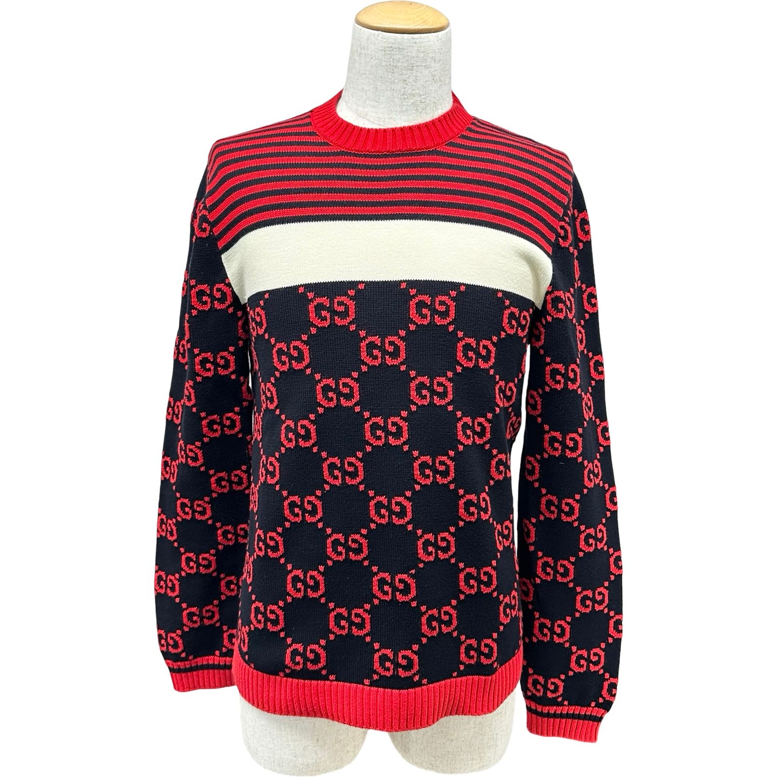 グッチ GUCCI GG総柄ニットセーター 496458 ブラック コットン メンズ セーター