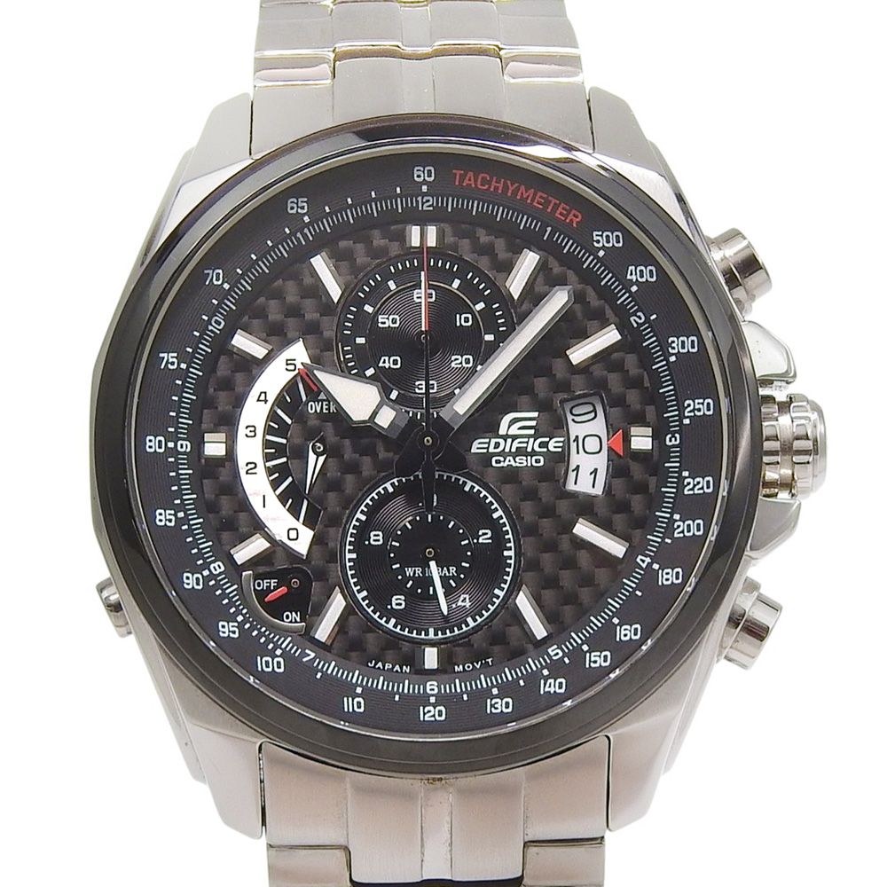 【CASIO】カシオ エディフィス EFR-501SPJ-1AJF ステンレススチール シルバー クオーツ クロノグラフ メンズ ブラック文字盤 腕時計