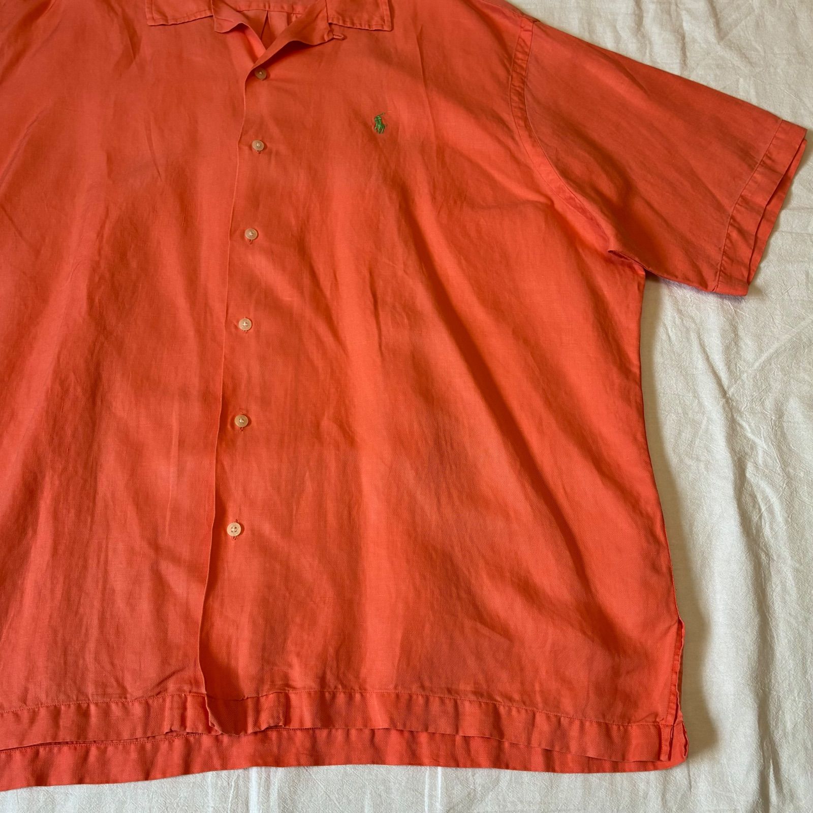 90s POLO GOLF RALPH LAUREN 半袖シャツ オープンカラー リネン×シルク オレンジ XXL表記 90s POLO GOLF RALPH LAUREN 半袖シャツ オープンカラー リネン×シルク オレンジ XXL表記