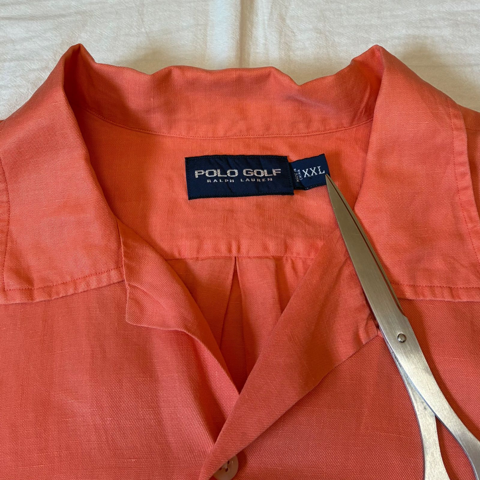 90s POLO GOLF RALPH LAUREN 半袖シャツ オープンカラー リネン×シルク オレンジ XXL表記 90s POLO GOLF RALPH LAUREN 半袖シャツ オープンカラー リネン×シルク オレンジ XXL表記