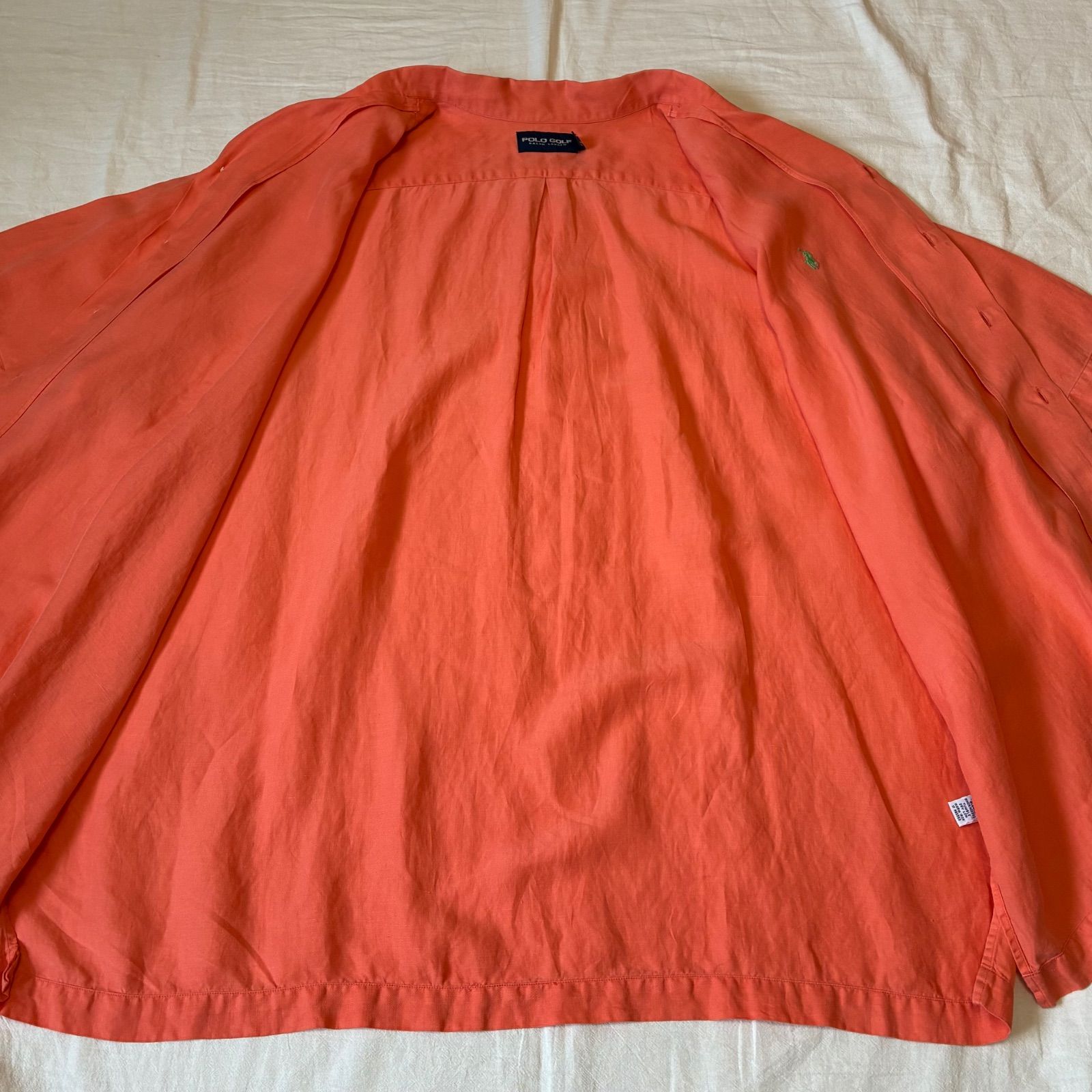 90s POLO GOLF RALPH LAUREN 半袖シャツ オープンカラー リネン×シルク オレンジ XXL表記 90s POLO GOLF RALPH LAUREN 半袖シャツ オープンカラー リネン×シルク オレンジ XXL表記