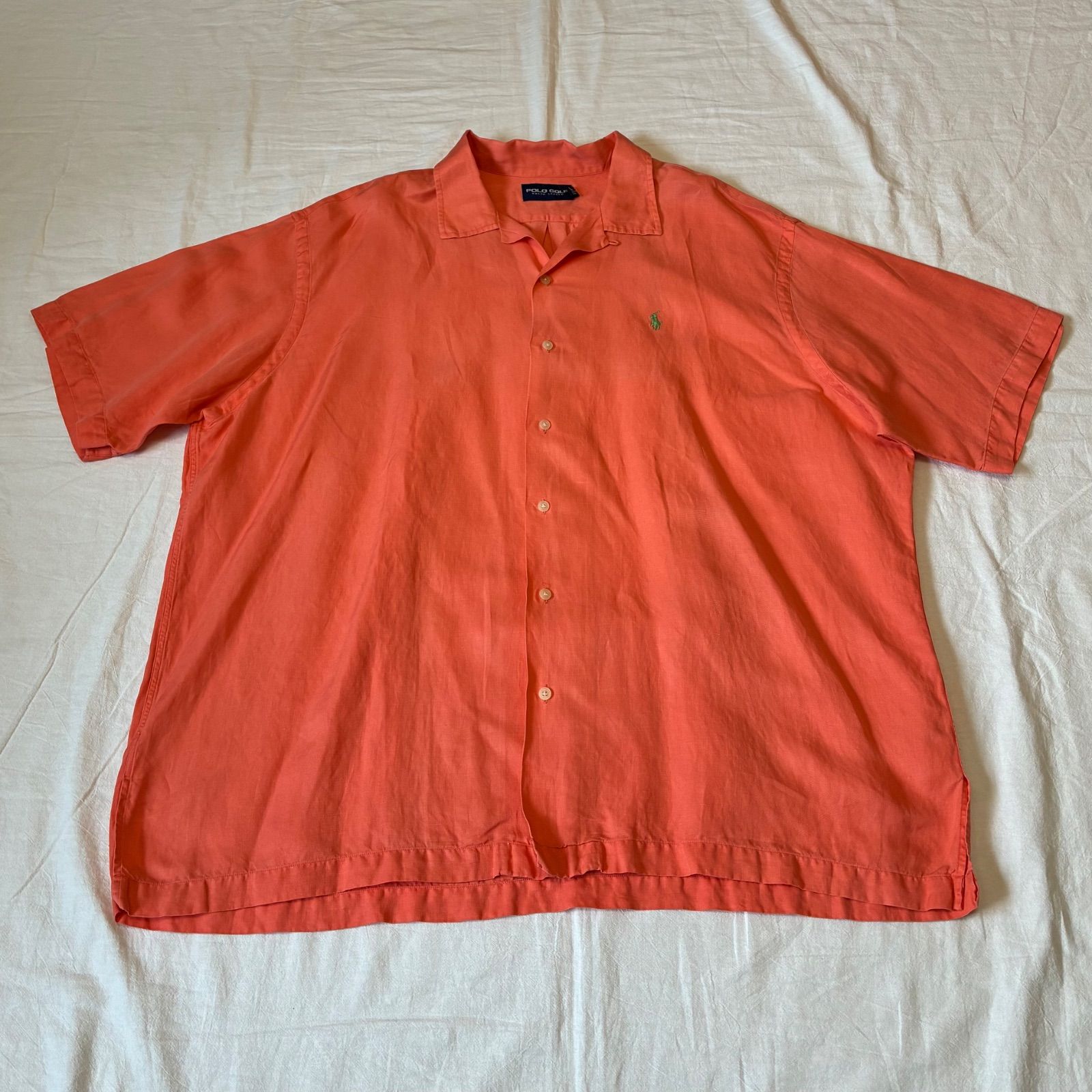 90s POLO GOLF RALPH LAUREN 半袖シャツ オープンカラー リネン×シルク オレンジ XXL表記 14,454円