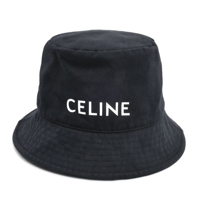 CELINE セリーヌ ロゴプリント ハット ブラック 2AU5B968P M レディース 中古