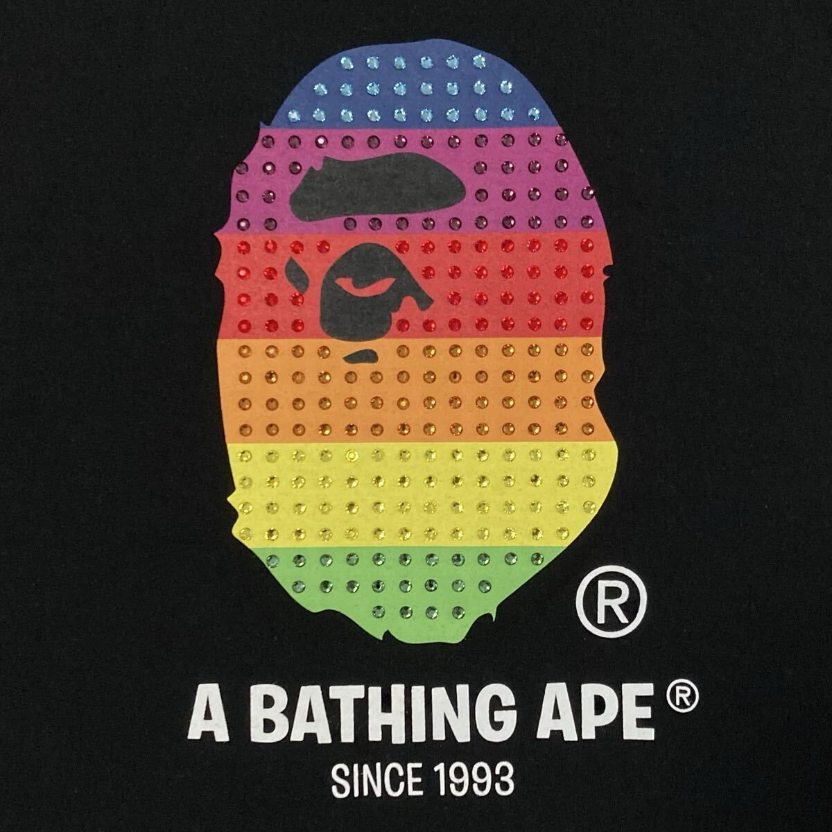 レインボー スワロフスキー APE HEAD LOGO Tシャツ Sサイズ a bathing