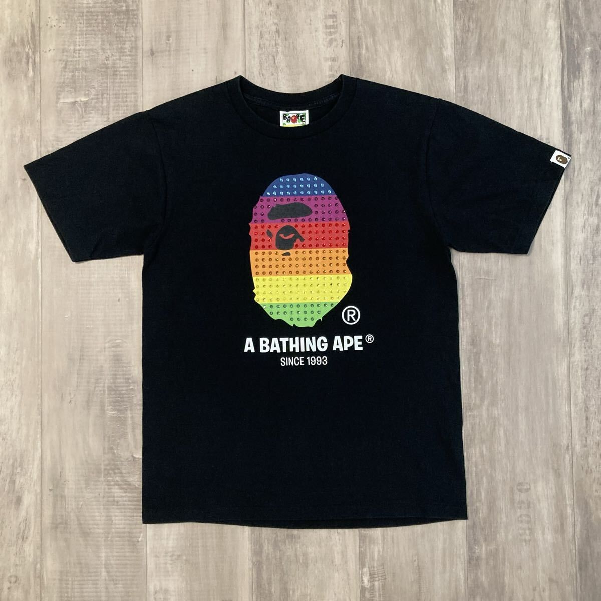 A BATHING APEレインボーポロシャツ レインボー スワロフスキー APE HEAD LOGO Tシャツ Sサイズ a bathing