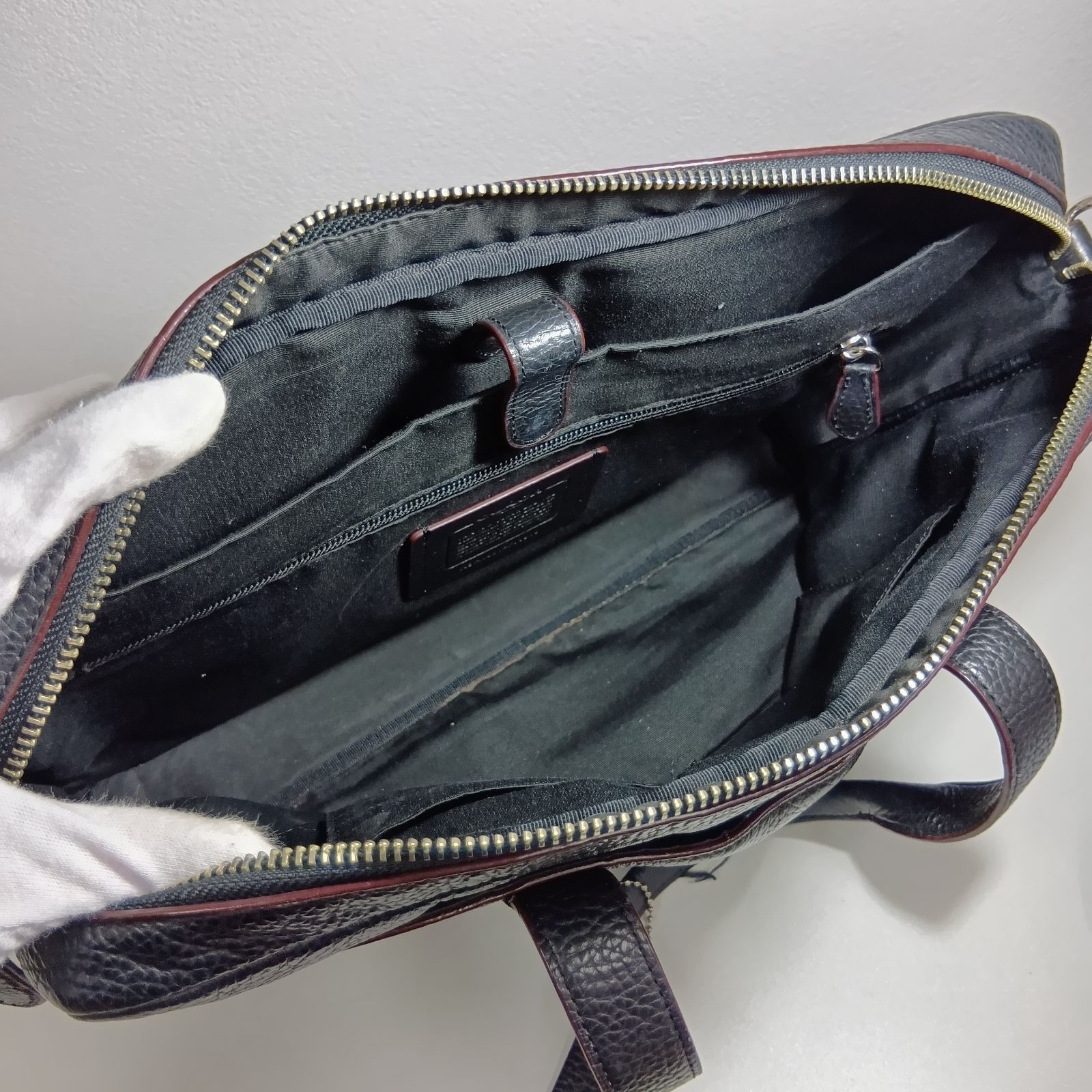 N COACH コーチ ビジネスバッグ ブラック ハミルトン ペブルドレザー