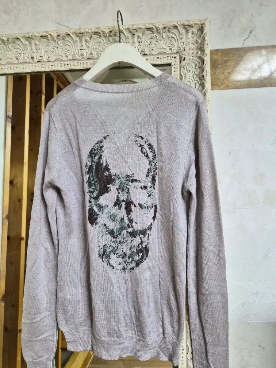 ZADIG&VOLTAIRE ザディグ・エ・ヴォルテール ドクロ プリンティング 長袖 ニットTシャツ