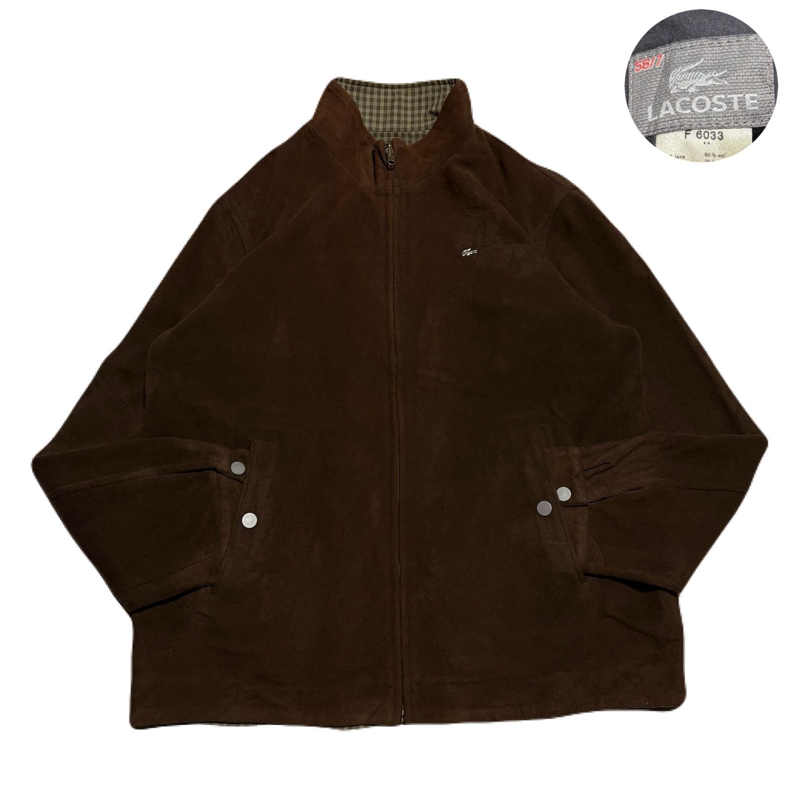LACOSTE ラコステ DrizzlerJacket ドリズラージャケット SwingTop スイングトップ Reversible リバーシブル MetalTag Wool ウール Polyester ポリエステル Brown 茶 Green 緑 2XL