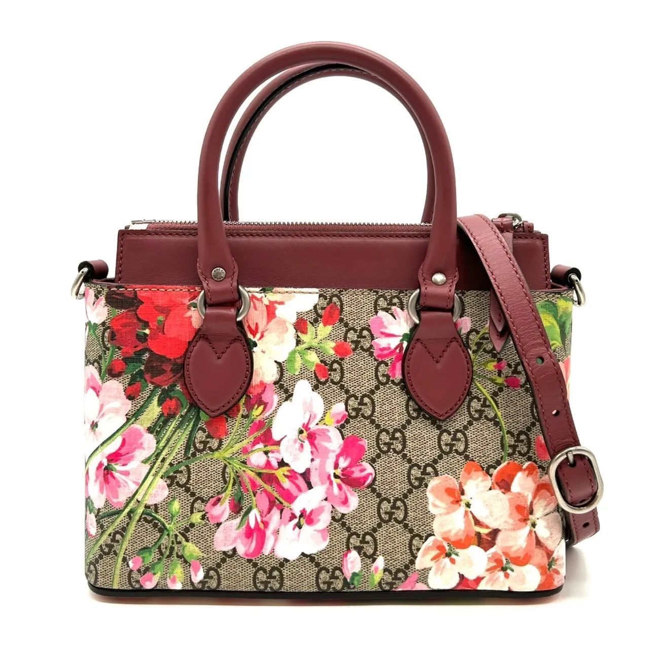 GUCCI グッチ GGスプリーム ブルームス フラワー 花柄 2WAY ハンドバッグ 453177 ショルダーバッグ ベージュ ピンク レディース ギフト プレゼント