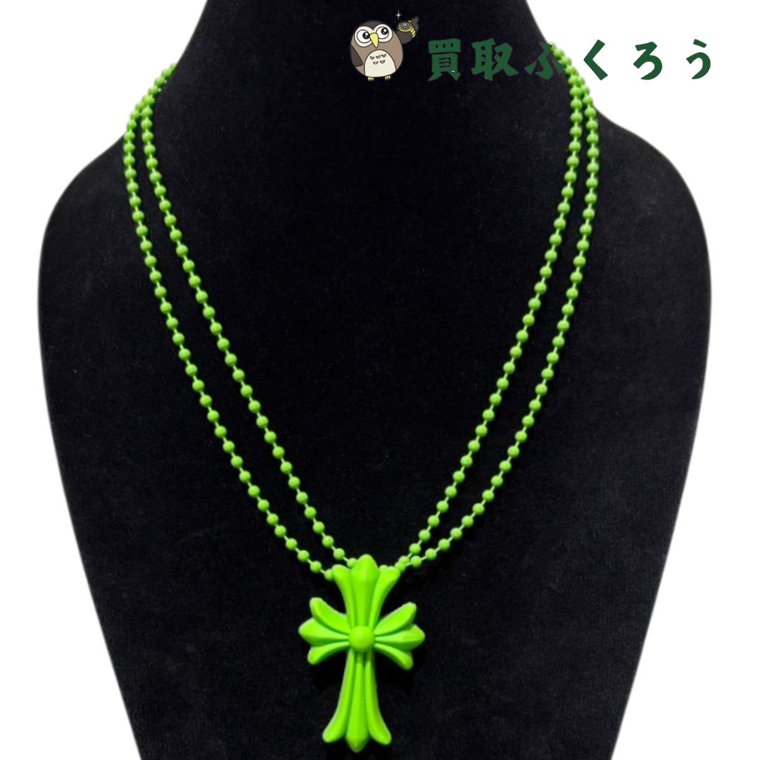 【新品・レシート原本有】クロムハーツ Chrome Hearts　ラバー CHクロスネックレス　ボールチェーン　グリーン 120,000円