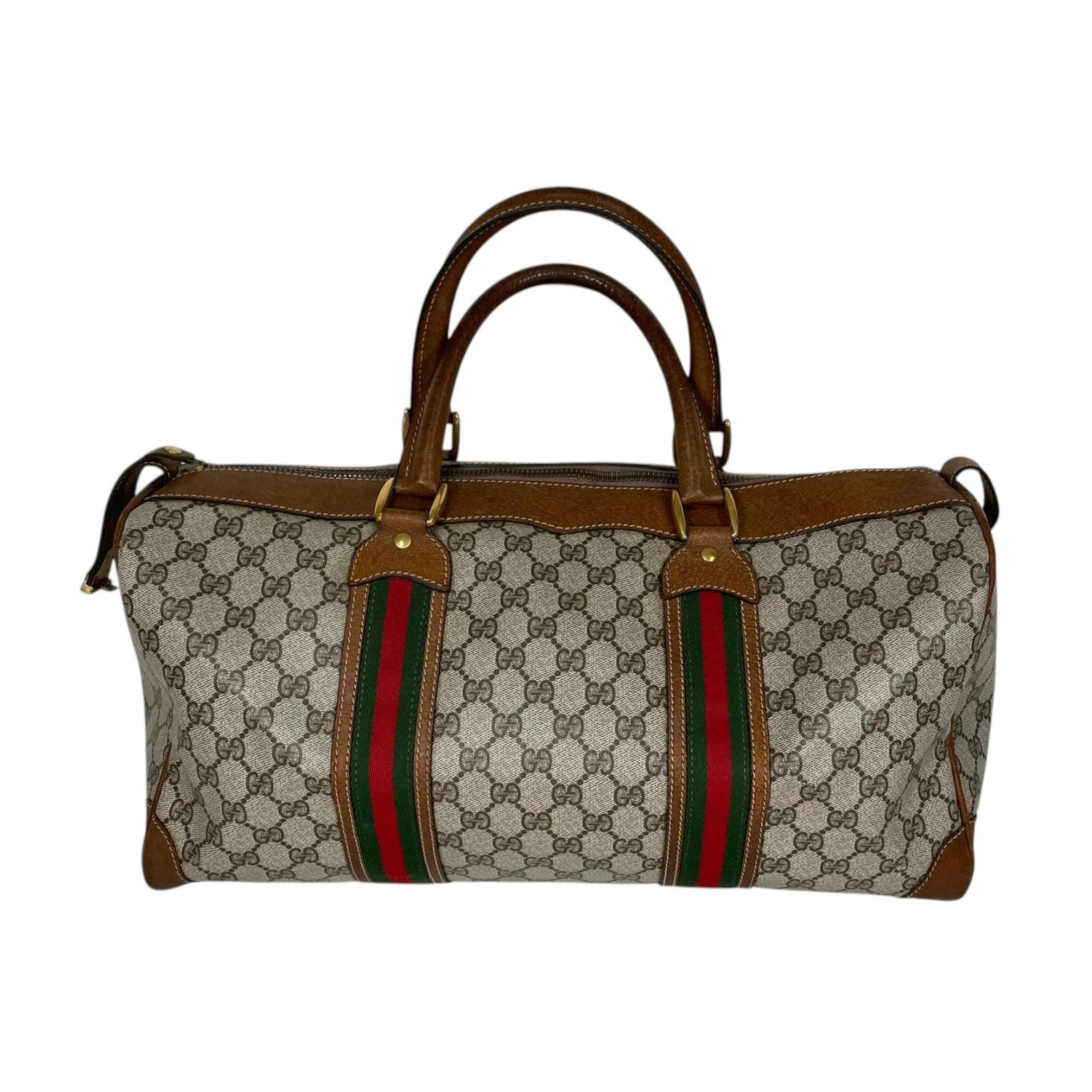 オールドグッチ ボストンバッグ 大容量 GGスプリーム ブラウン GUCCI
