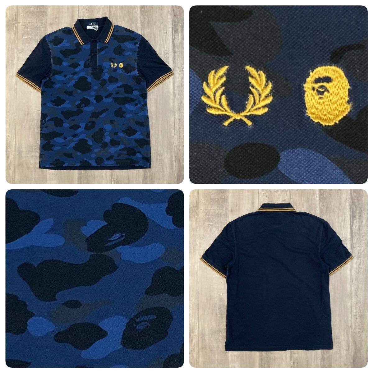 FRED PERRY × BAPE CAMO ポロシャツ Mサイズ a bathing ape POLO SHIRT フレッドペリー エイプ ベイプ アベイシングエイプ 迷彩 y7