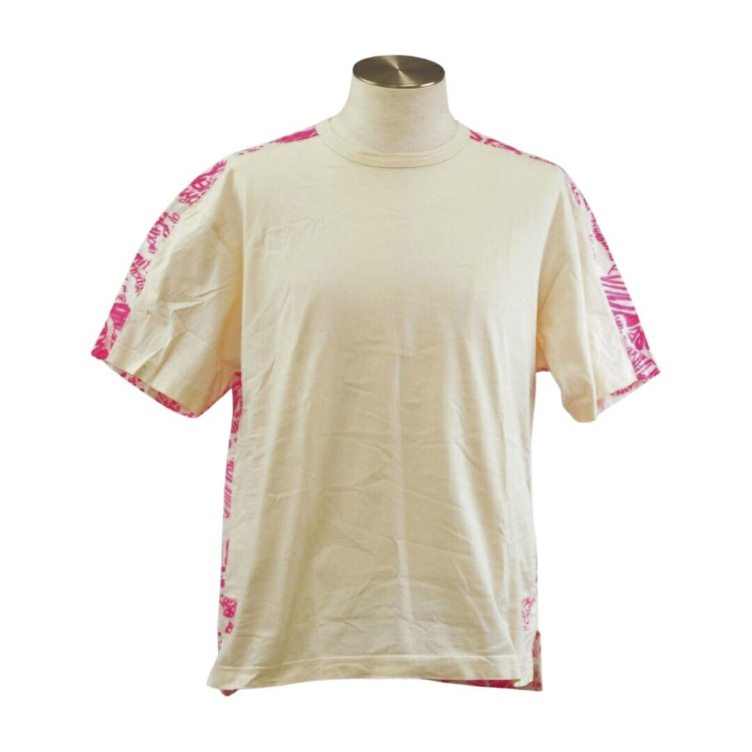 マル二 MARNI Tシャツ トロピカル 花柄 半袖 コットン 46サイズ ホワイト×ピンク イタリア製 メンズ F-M13927