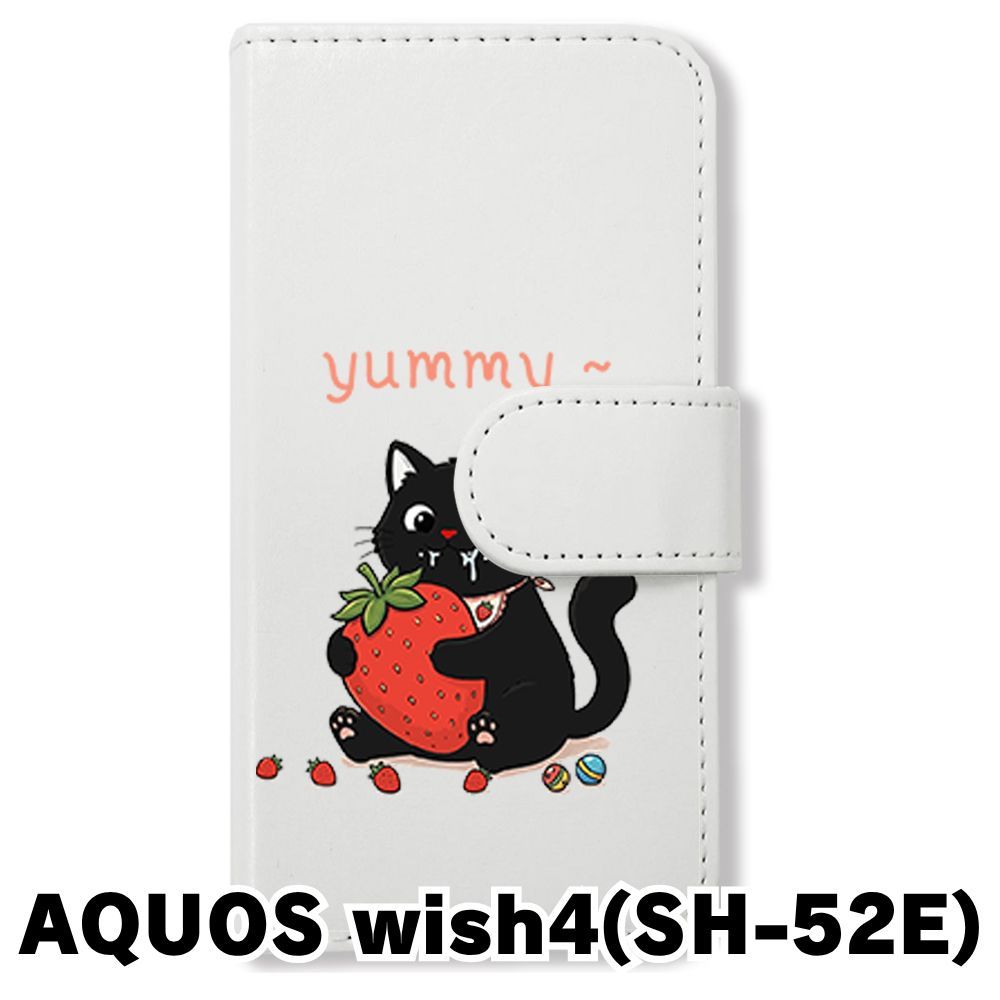 あほねこ 新品未使用】 AQUOS wish4 SH-52E 手帳型スマホ ケース カバー (色