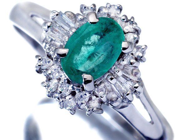 【ジュエリー極】鮮やかエメラルドグリーン！良質天然エメラルド0.5ct＆ダイヤモンド0.15ct 高級Pt900リング h8477oz【送料無料】
