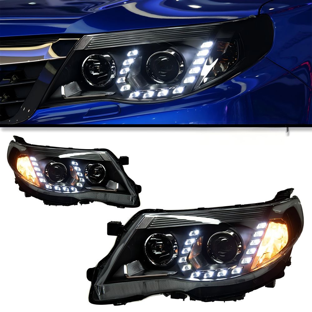 Subaru Forester (スバル・フォレスター) 2008-2012専用 LEDヘッドライト デイライト（涙目タイプ） バイキセノンレンズ 高輝度 視認性向上 夜間走行安全 ドレスアップ効果抜群 車種専用 防水 スタイリッシュ おすすめ 送料無料