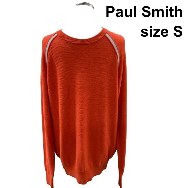 ◇ ポールスミスジーンズ Paul Smith JEANS 綿ニット トップス 長袖 ラグラン ボートネック カットソー オレンジ 綿 S メンズ Z6C105