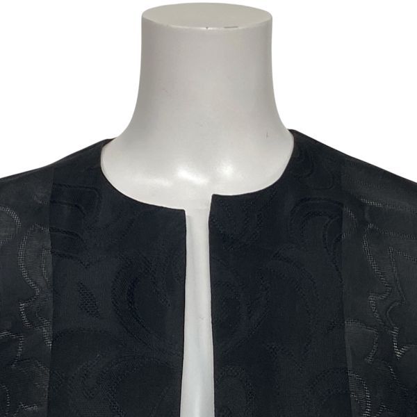 ◇ ハナエモリ HANAE MORI ノーカラージャケット 長袖 ミドル丈 カット
