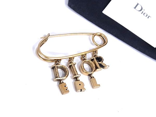 ■新品同様■ DIOR ディオール ピンブローチ ピンバッジ アクセサリー レディース ゴールド系 FL7695